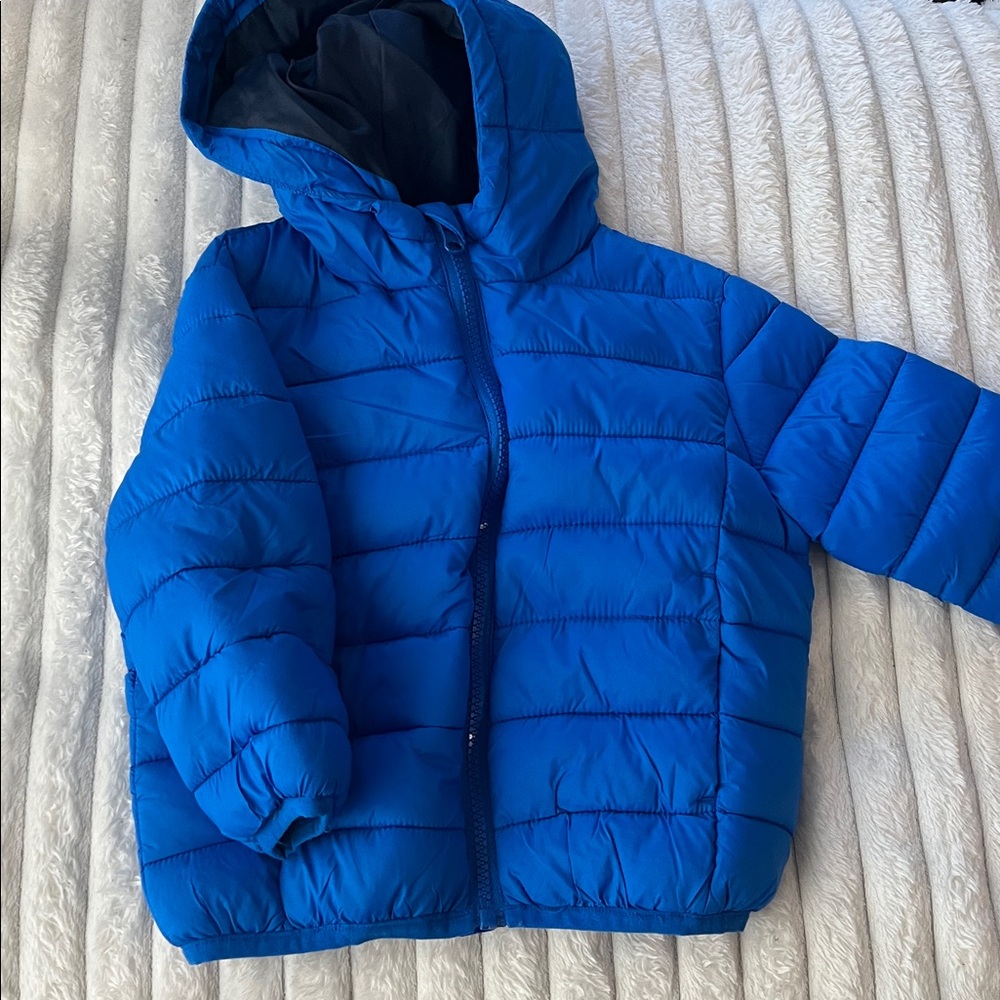 Blue Puffer Jacket with Hood